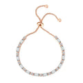 Simple Geometry Adjustable 18K Rose Gold Plated Copper Jewelry AAA Cubic Zirconia Square Tennis Charm Bracelet for Women