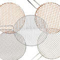Korean Round Copper Bbq Net Stainless Steel Round Bbq Mesh With Handle Restaurant Outdoor Party Bbq Net