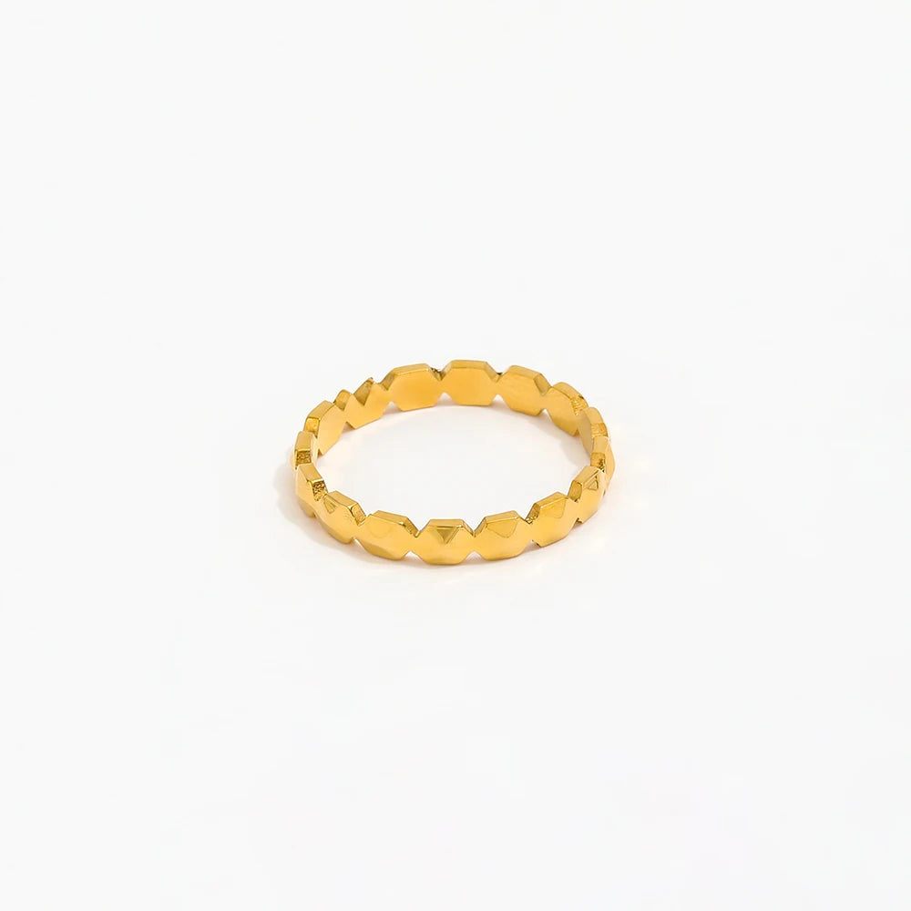 Joolim Jewelry Wholesale 18K Gold Plated Tangent Plane Stainless Steel Rings for Women Rings