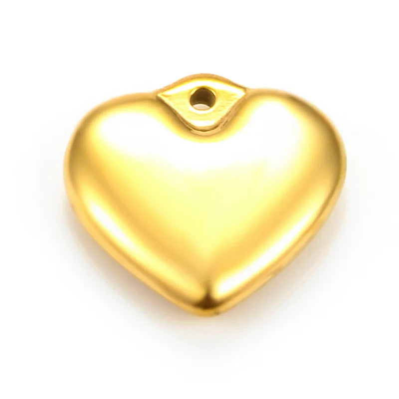 Wholesale Fashion Stainless Steel 18K Gold Plated Heart Pendants Texture Heart Charms for Jewelry Making