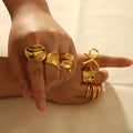 X109 Wholesale 18K Gold Plated Stainless Steel Ring Irregular Geometric Shape Ring Fashion Chunky Finger Rings Jewelry