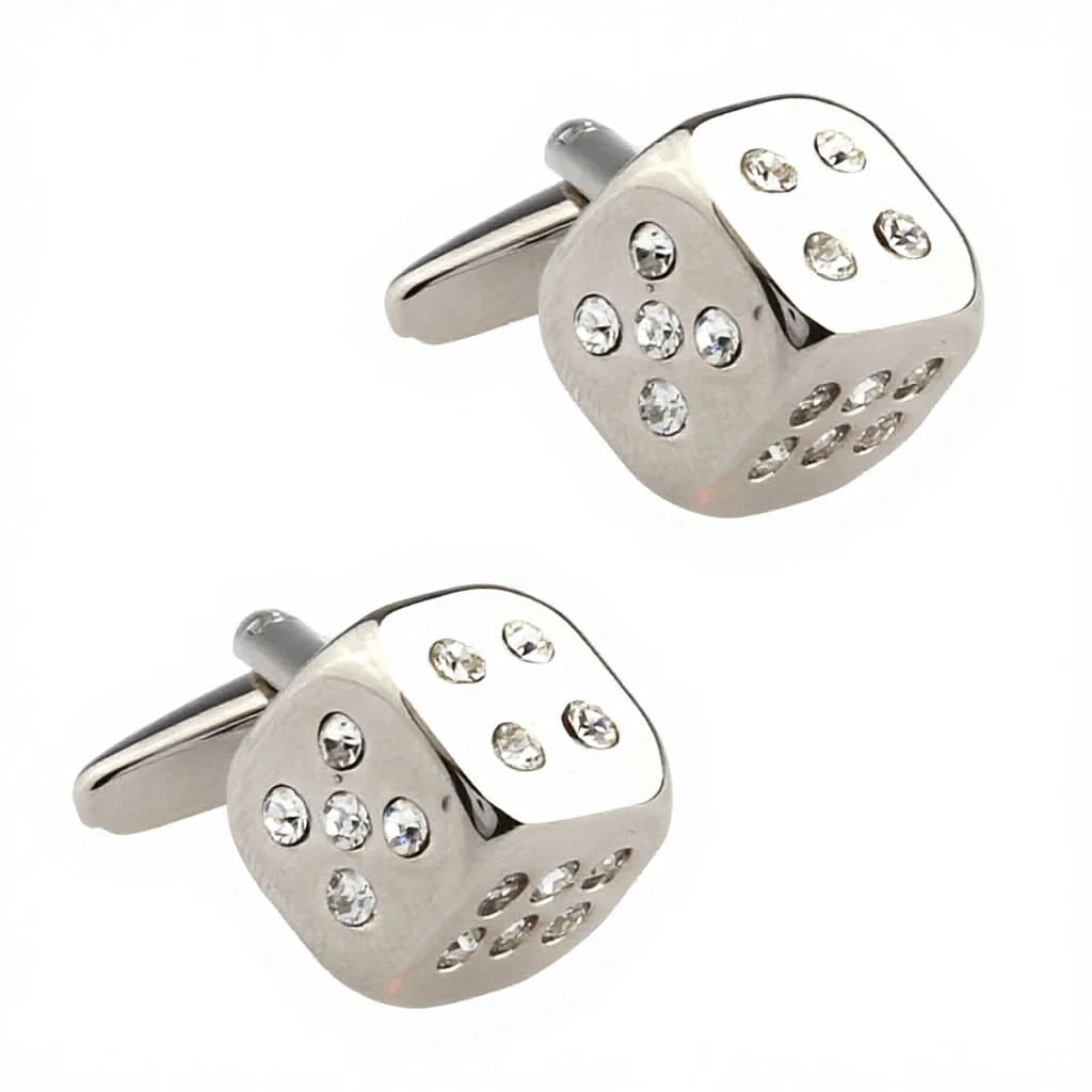 Wholesale Crystal Diamond Dice Novelty Cufflinks Custom Mens Suit Shirt Shirt Fashion Accessory Wedding Tuxedo Trendy Jewelry