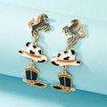 Fashion Black Pink Western Cowgirl Cowboy Earrings Women Personalized Drip Oil Long Horse Hat Boots Dangle Earrings for Girls
