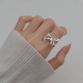 Daidan Adjustable Silver 925 Gold Plated Silver Rhodium Sterling Silver Bow Knot Big Bow Ring