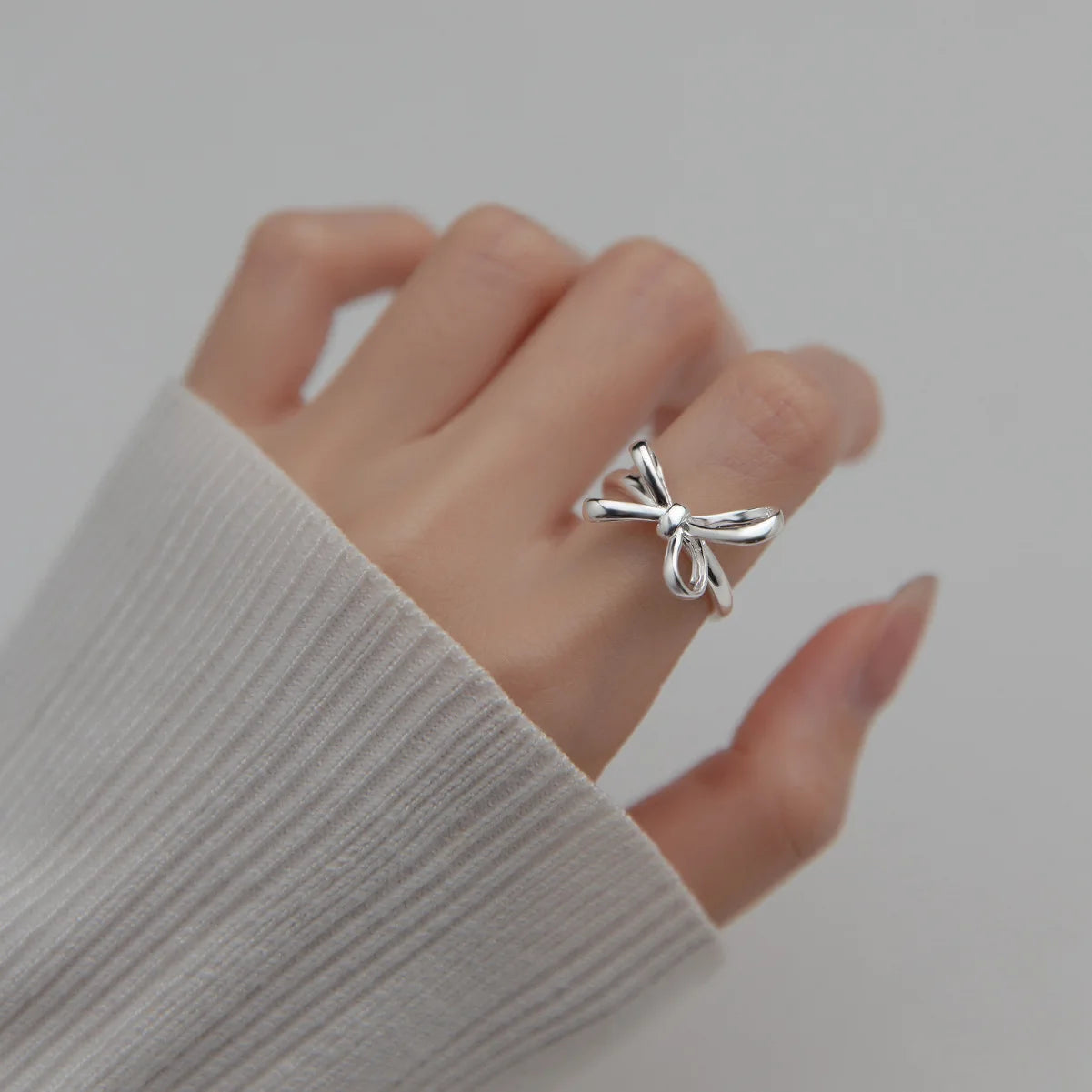 Daidan Adjustable Silver 925 Gold Plated Silver Rhodium Sterling Silver Bow Knot Big Bow Ring