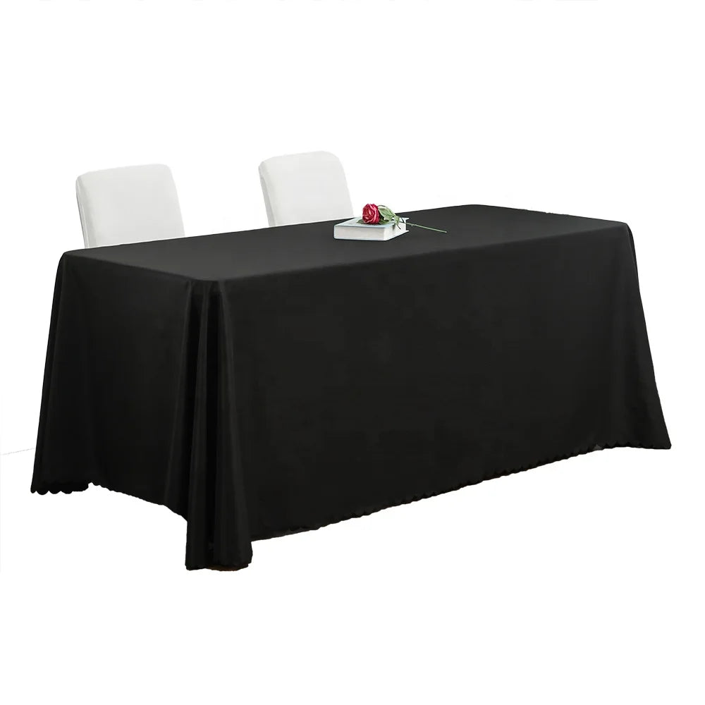 Washable Polyester Black Rectangular Table Cloth for Wedding