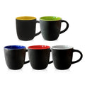 Wholesale OEM Colored Inside 11oz Ceramic Mug Matte Surface Coffee Milk Tea Cup Matte Black Mugs Custom Supportable