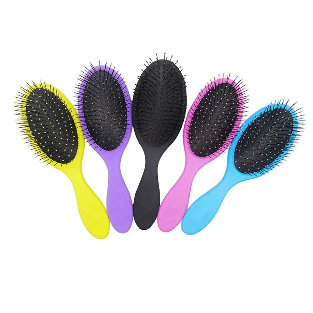 Customized Logo Elegant Ionic Boar Bristle Nylon Wave Brush Long Handle Detangling Paddle Vent Cushion Waterproof Compact