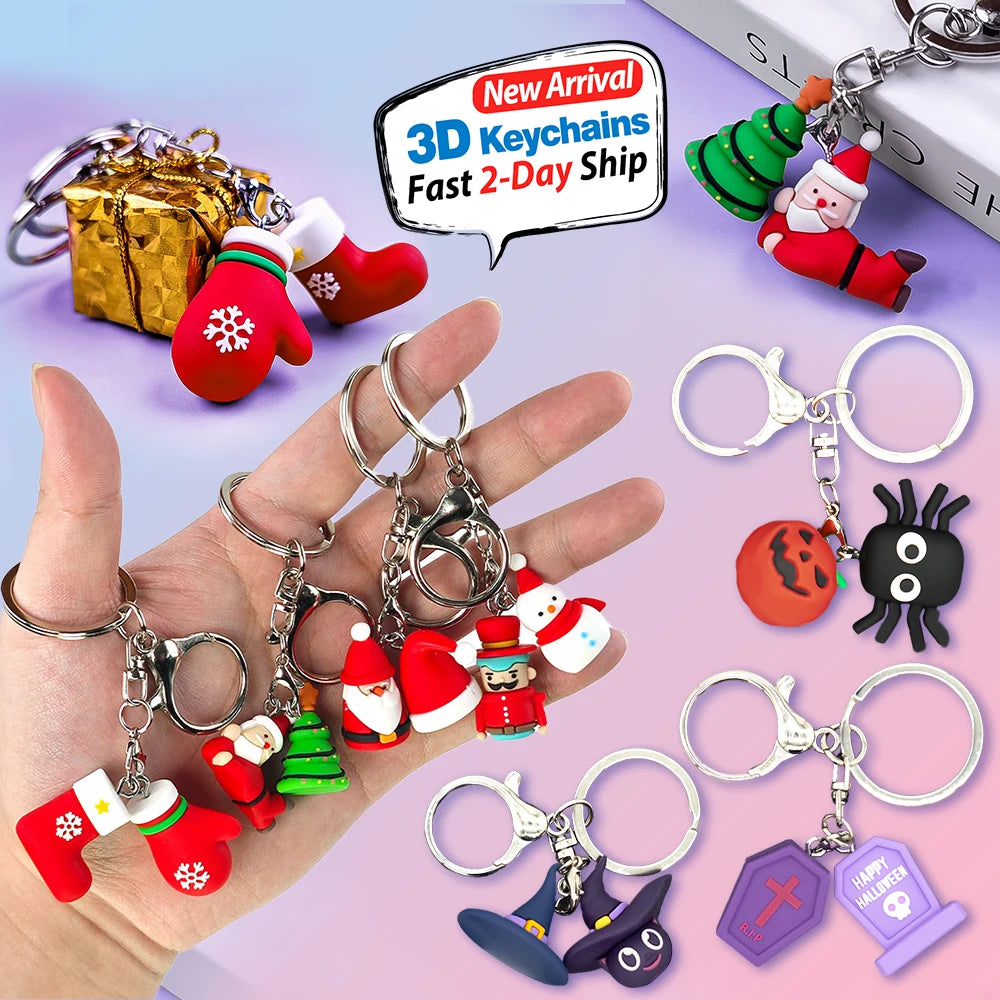 Cartoon Designer Luxury Anime Promotional Pvc Cute 3d Keychain Rings Accessories Christmas Custom logo Keychain Charms in Bulk