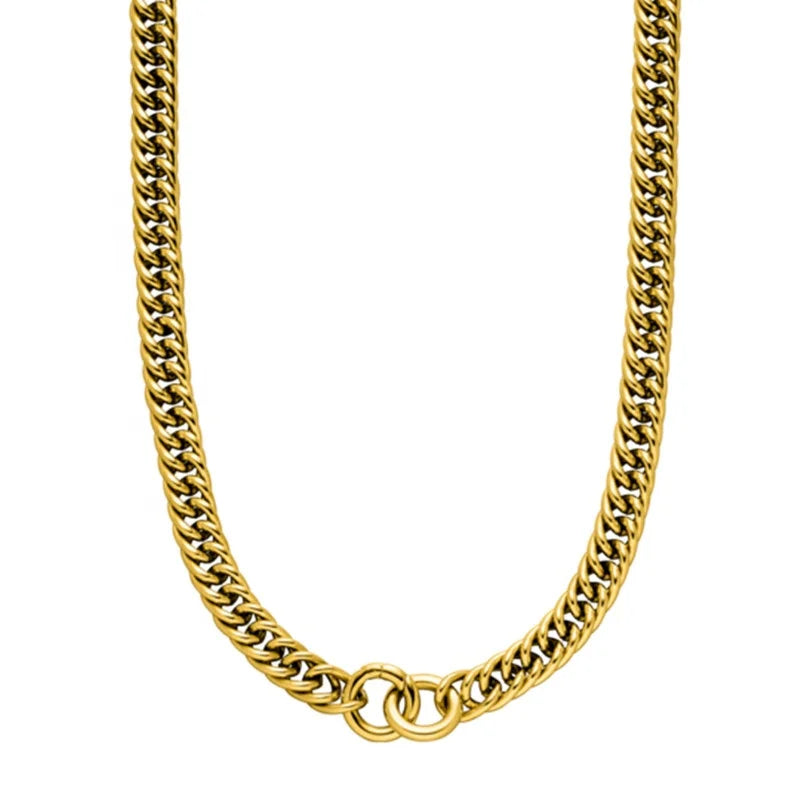 Simple Punk Style Kaili Chain Necklace with Gold Plating Stainless Steel Chunky Statement PIKA Toggle Clasp Fashionable Jewelry