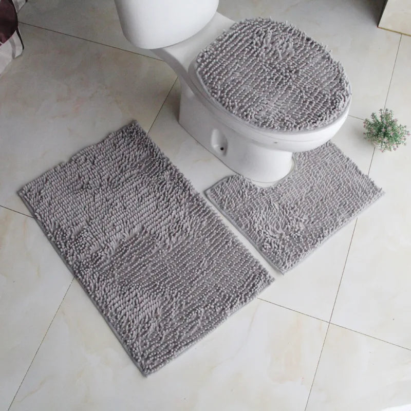 Sanitrend Eco-friendly Chenille Four-piece Set Anti-slip Modern Pink Bathroom Floor Mats 50x80cm Home & Hotel Use