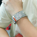 Fashion Rhinestones Alloy Bracelet Cuff Bangle for Women Luxury Wide Statement Bangle Jewelry Big Geometric Accessories