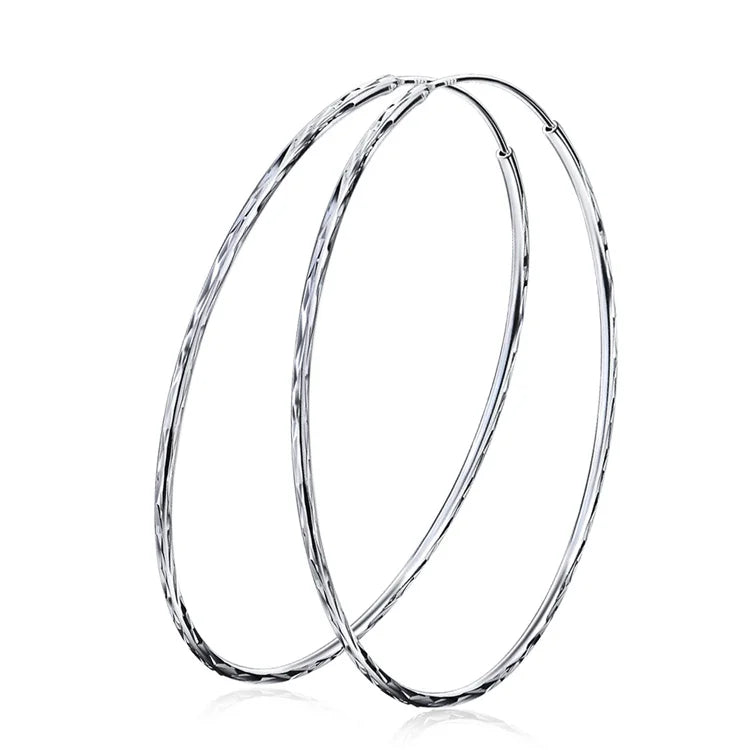 Factory Sale Wholesale 925 Sterling Silver 30mm Big Circle Endless Hoop Earrings for Women