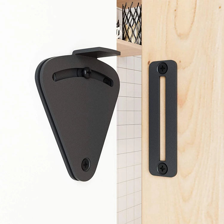 RHETECH Large Matte Steel Black Barn Door Lock 90 Degree Interior Privacy Hardware for Bathroom Kitchen Mall Sliding Door Tear