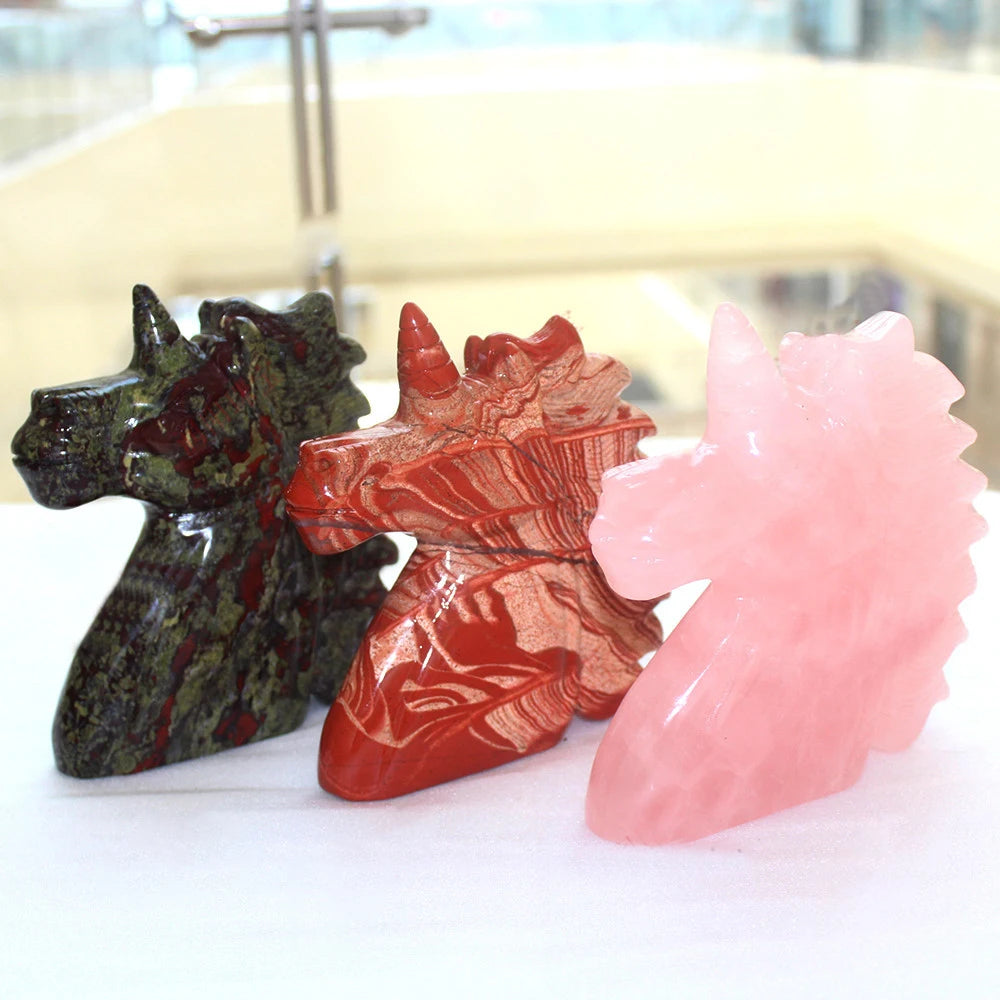 Crystal Unicorn Statue Hand Carved Reiki Magical Unicorn Statues Decorative Stone Hot Sale Natural Home Decoration Folk Art