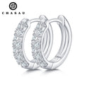 Wholesale New Product Double Row Hoop 925 Sterling Silver Claw 1.6mm Moissanite Hoop Earrings for Women