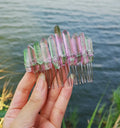 DIY Gems Beautiful Design Wicca Moon Mermaid Colorful Purple Green Crystal Bridal Hair Accessories DIY Handmade Hair Comb Healing Crystals