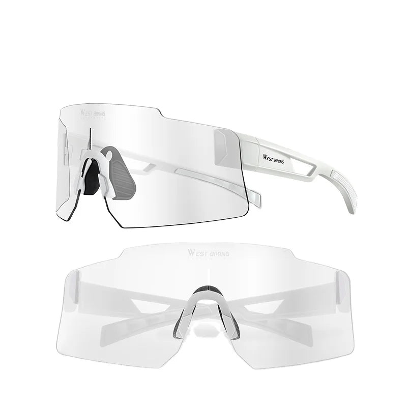 WEST BIKING Lightweight Sports Sunglasses Photochromic Cycling Glasses Integrated Bicycle Goggles for Outdoor Fishing Bike