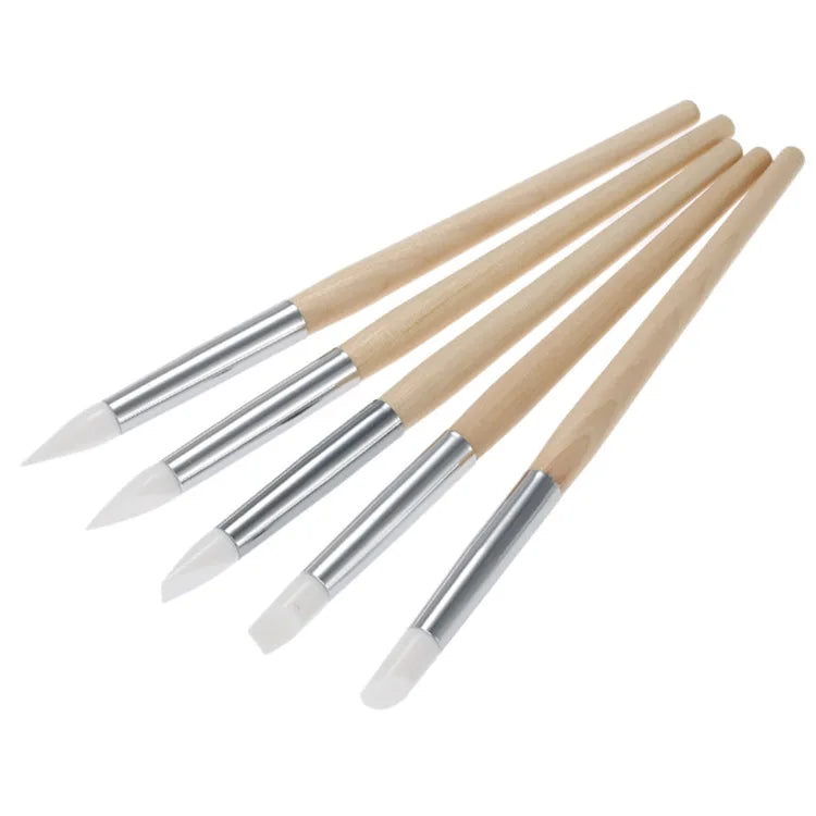 Manicure Silicon Embossed Pen 5pc/Set Super Soft Rubber Press Dotting Tool Nail Art Pen for Nail Salon