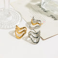 J&D 18k Gold Stainless Steel Adjustable Ripple Wave Cutout Open Ring Trendy Irregular Hollowed Minimalist Style