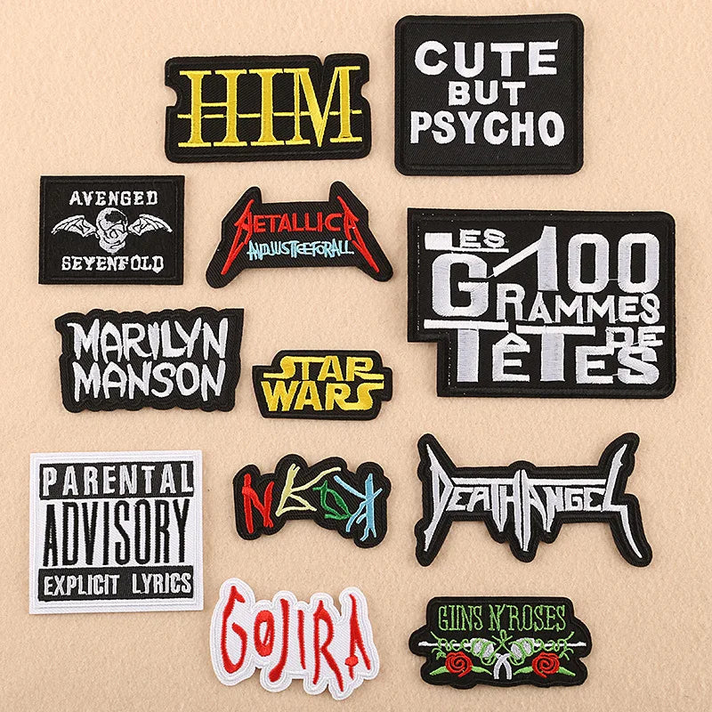 12PCS English Special-Shaped 3D Custom Color Embroidered Fabric Stickers Badge Embroidery Decals Twill Shoes Hats Decoration DIY