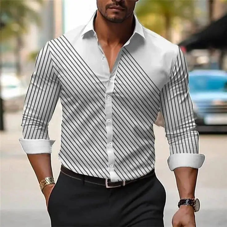 2025 Factory Wholesale Men's Stylish Dress Shirts Custom Printed Stand Collar Good Quality Office Fashion