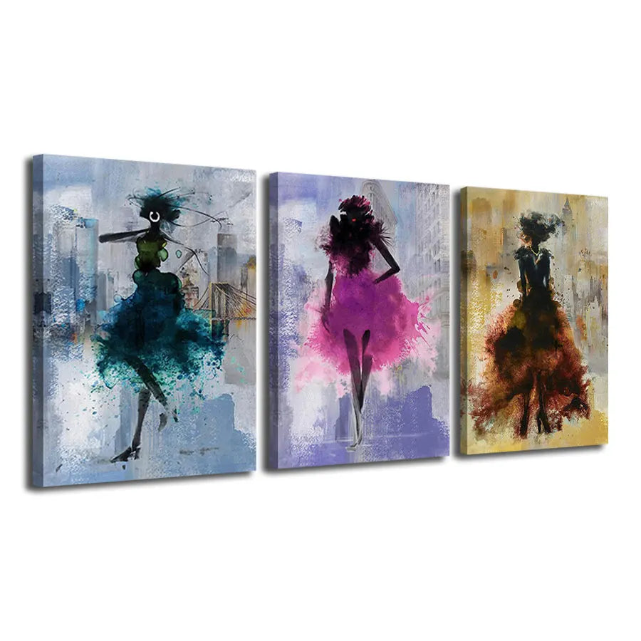 Original Art Factory OEM&ODM Modern Print 3Pcs Girl Canvas Painting Hot Selling Hotel Home Decor