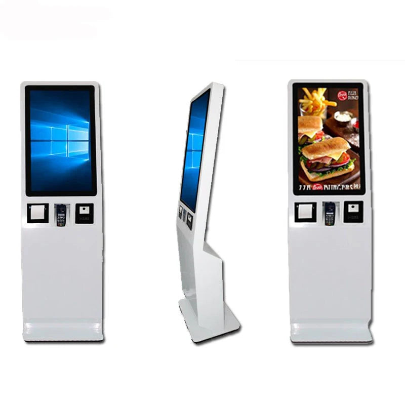 Restaurant Shop 27"inch LCD Ordering Payment Machine Self-Service Terminal Touchscreen PC Kiosk with Printer Camera Scanner