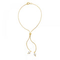 Wholesale Women Adjustable Stretch Pulled Long Necklace Jewelry Set 18K Gold Plated White Pearl Bracelet