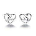 925 Silver Stud Earrings Trendy Korean Heart Design Rhodium Plated Women's Anniversary Party Gift Idea