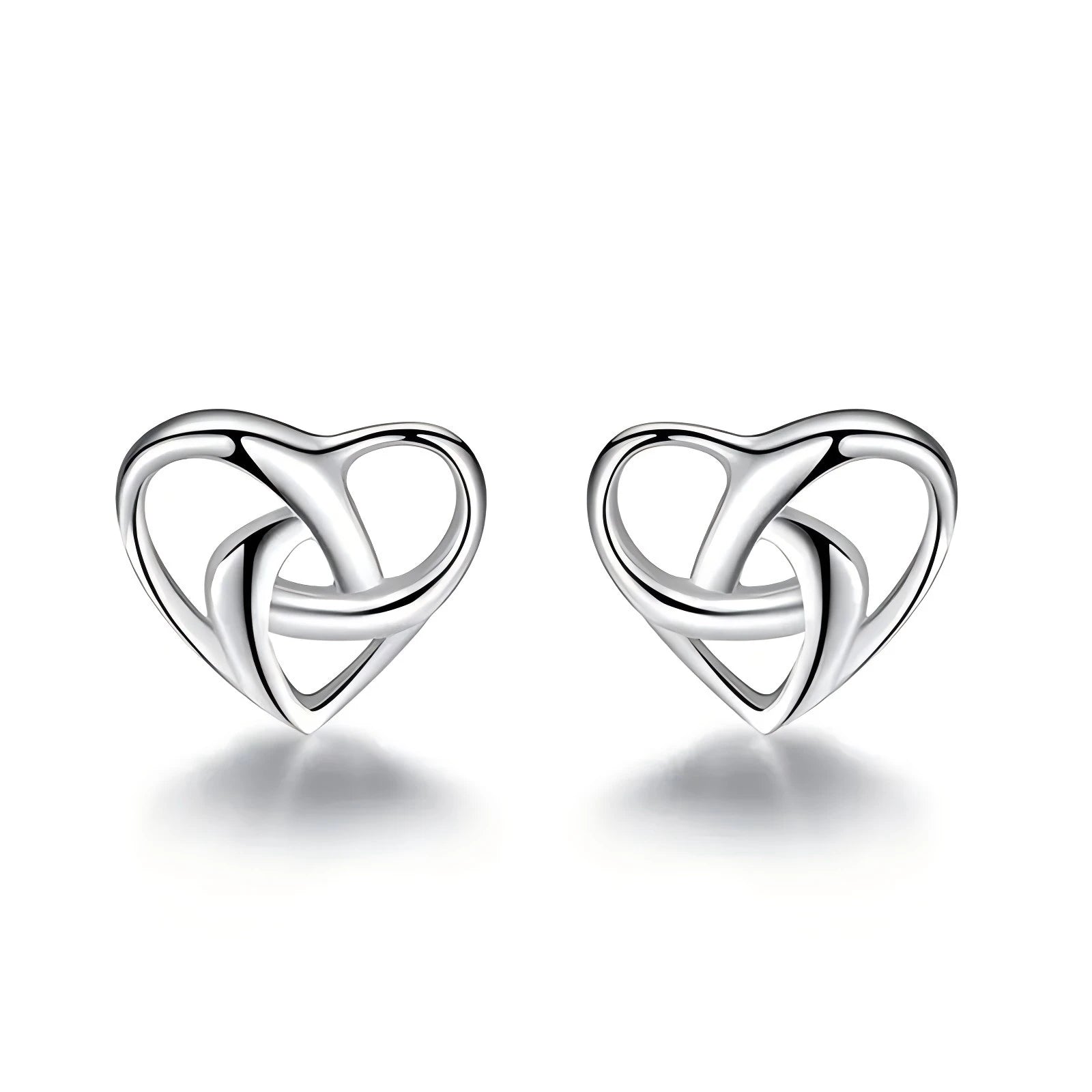 925 Silver Stud Earrings Trendy Korean Heart Design Rhodium Plated Women's Anniversary Party Gift Idea