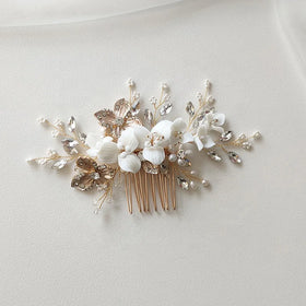 Anniversary Women Jewelry Hair Combs Crystal Beads Flower Accessories for Bride Wedding Elegant Wedding Day Look