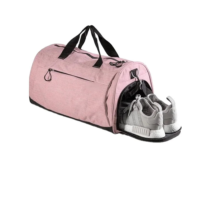 pink Womens Ladies Sport Travel Designer Canvas Gym Duffel Bag With Separate Shoe Laptop Pocket Compartment