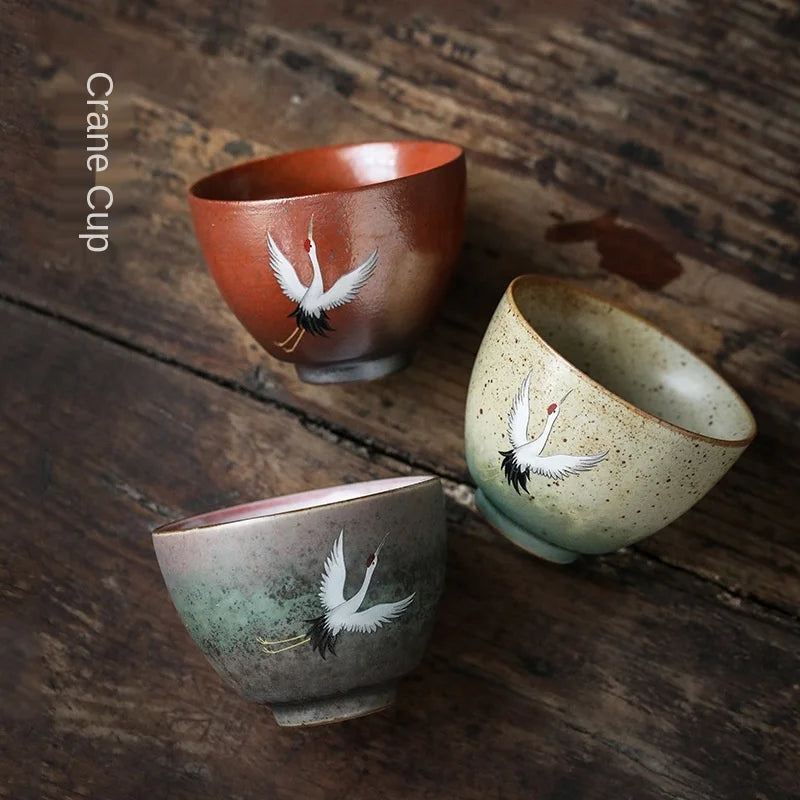 Crane Master Cup Stoneware Teacup Glow Flambe Tea Cup Pingbuqingyun Luohan Cup Kung Fu Ceramics Teacup