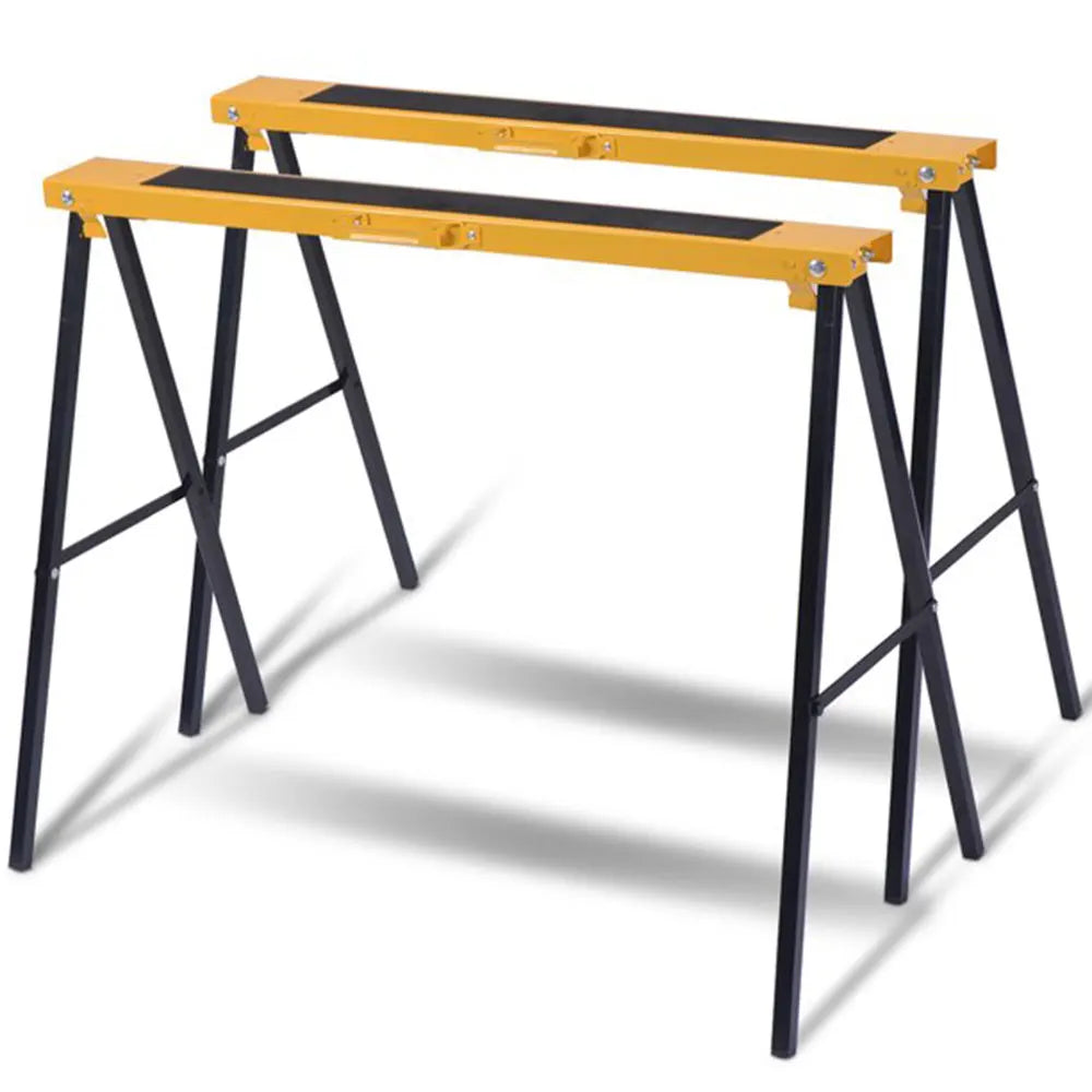 Folding Metal Saw Horse in Pairs Wood Cutting Log Holder Sawhorse