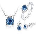 1 Carat Color Moissanite Jewelry Set Pink Royal Blue Moissanite Ring Earring Necklace Set