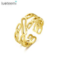 SP-LAM 2022 New Steel Cuban Link Designer 14K Plated Gold Adjustable Woman Jewelry Chain Ring