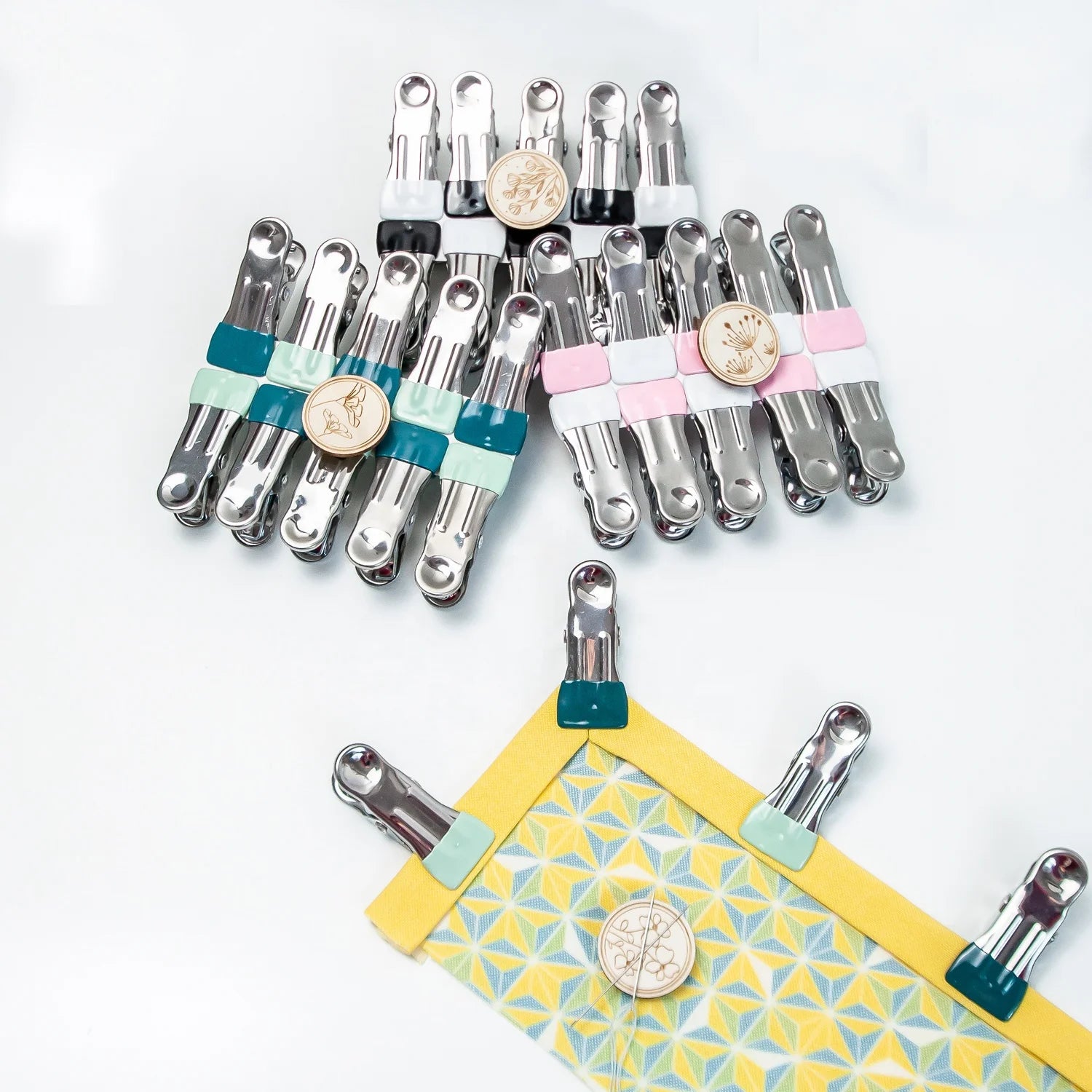 10pcs Job Foot Case Multicolor Metal Clips Fabric Clamps Patchwork Hemming Sewing Tools Accessories