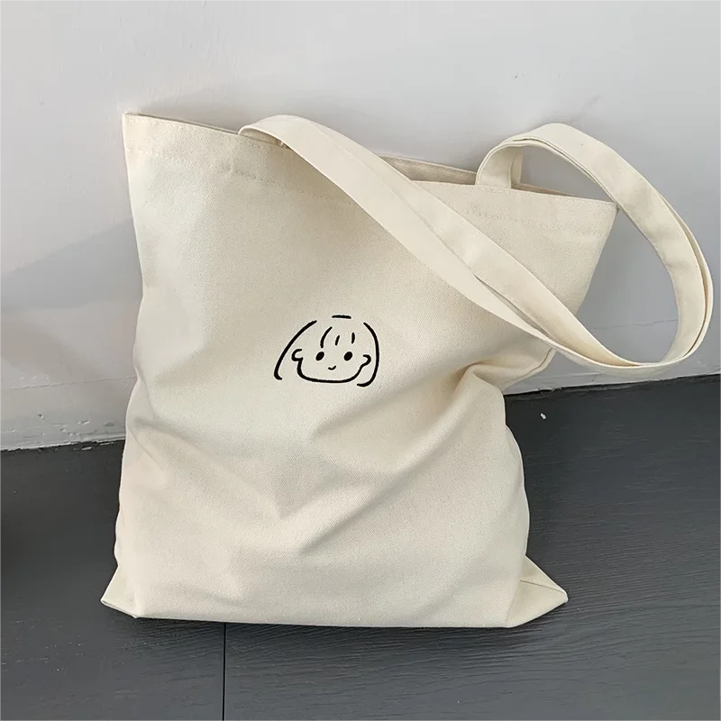 Large Capacity Cotton Bag Durable White Canvas Tote Bag for Grocery Shopping Bag Reusable and Spacious