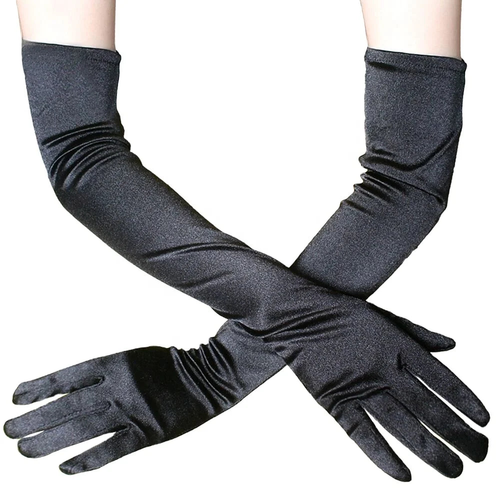 Long Elbow Satin Gloves 21 Inch Stretchy 1920s Opera Gloves Evening Party Dance for Women