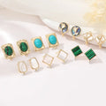 Fashionable New Brass S925 Silver Needle Earrings Shell Malachite Emerald Light Luxury Personalized Simple Jewelry Earrings