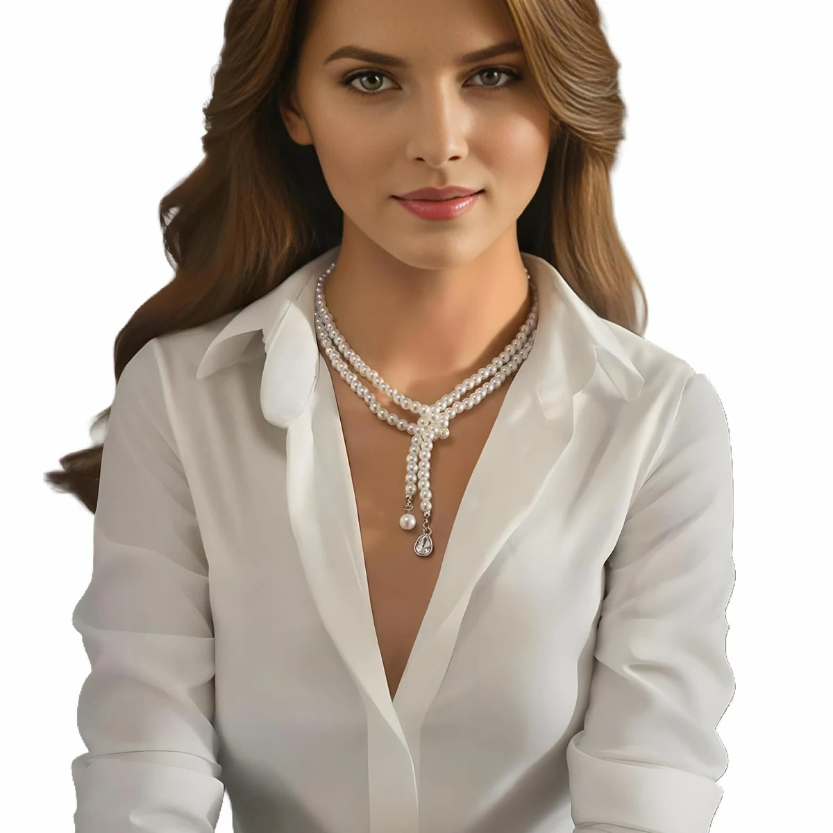 Elegant Water Drop Pendant Imitated Pearl Beads Chain Necklace for Women Trendy Beaded Chain Accessories on Neck Fashion Jewelry