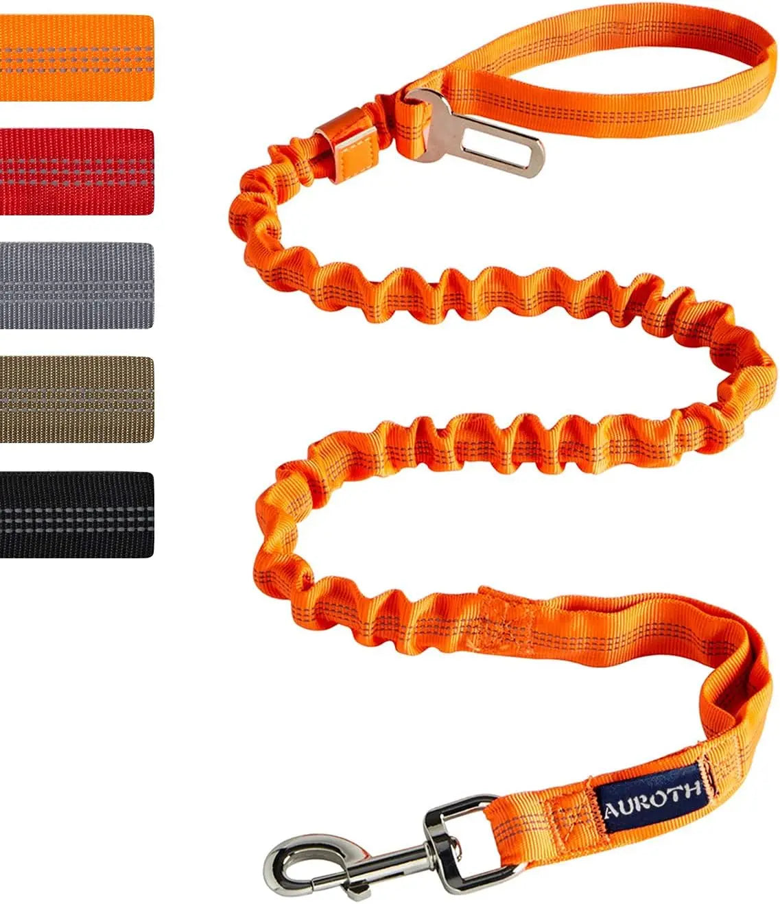 Heavy Duty Reflective Dog Lead Double Handles Bungee Tactical Training Pet Dog Leash for Small Medium Large Dogs Car Seat Belt