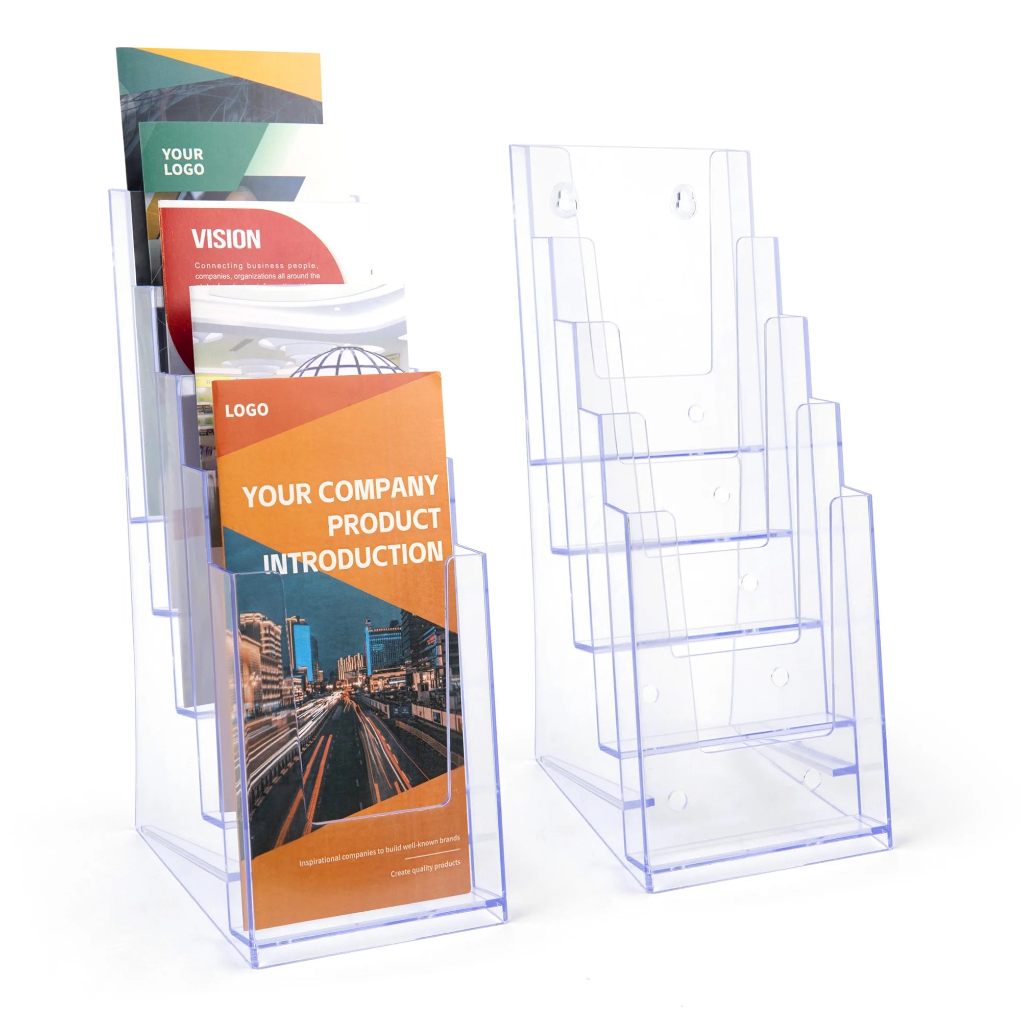 Factory Supply Thick Clear Plastic Table/Wall Mount 5 Tier A6  Brochure Holder Card Display Stand