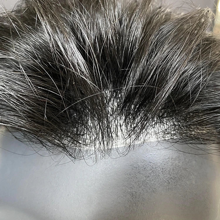 100% Indian Remy Human Hair Toupee Super Thin 0.03mm Skin Right Design Mens Hair Patch System Replacement