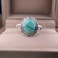High Quality Turquoise Oval  Shaped Gems  Vintage Ring 925 Silver Bezel Setting Ring Wholesale Supplier
