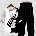 S-5XL Two Piece Set of Printed Top and Pants With 5/4 Sleeves European and American Fashion Set New Women's Wear
