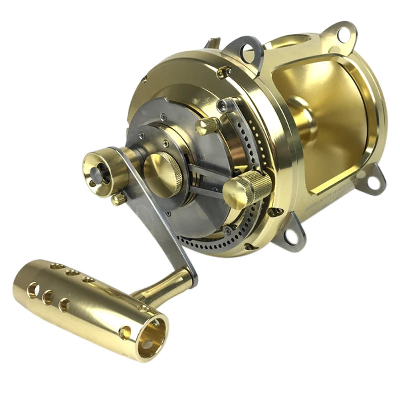 80W Right-Hand Aluminum CNC Saltwater Boat Fishing Reel 2-Speed Drum Sea Trolling for Big Game Fishing Reel