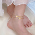HOVANCI  Anklets Stainless Steel Foot Jewelry 6 Heart Beat 18k Gold Letter Stainless Steel Anklet Chain Women