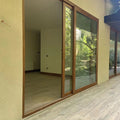Wood Grain Color Plastic Double Glazed UPVC PVC Lowes Sliding Glass Door for Patio